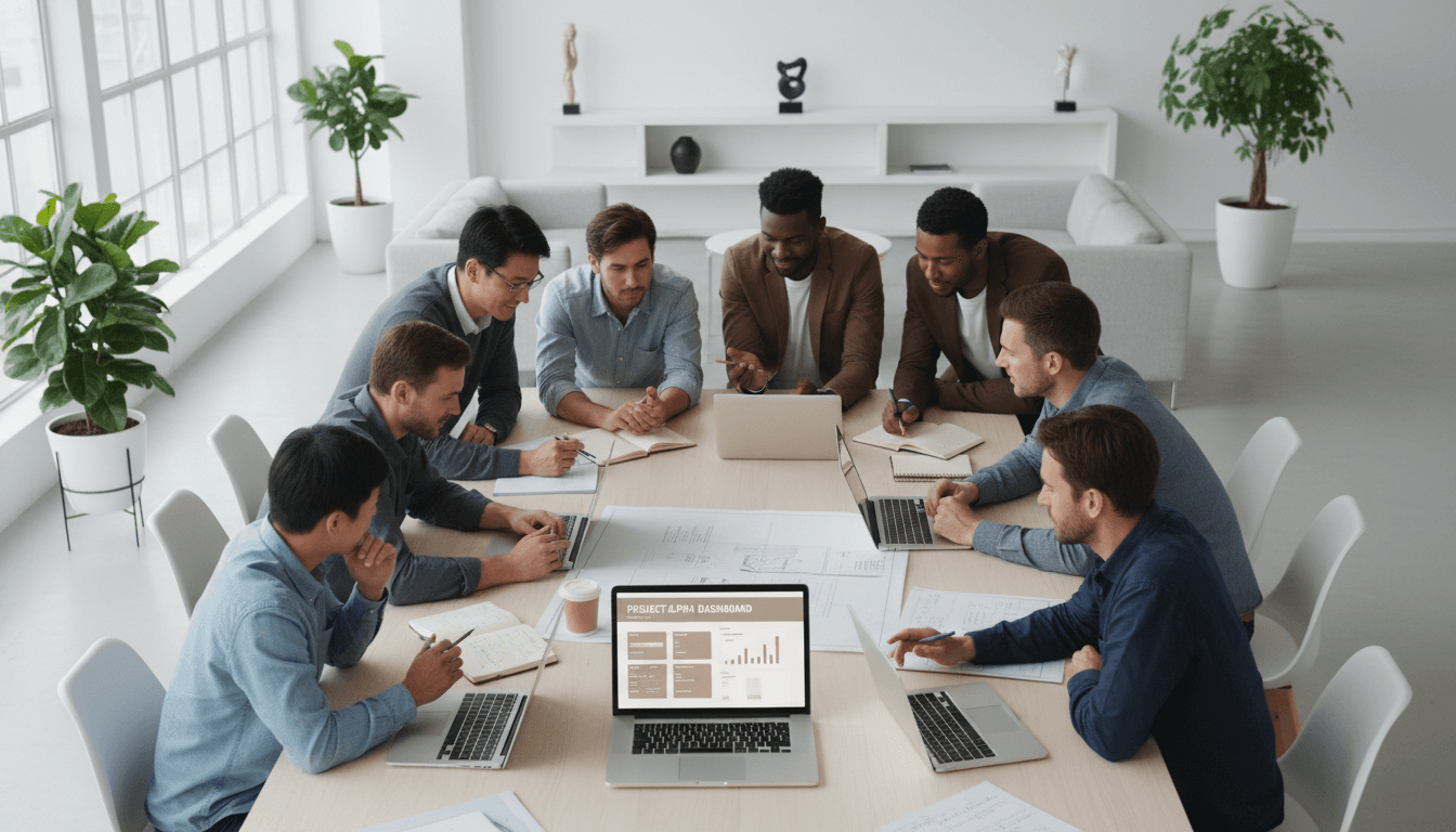 Vertivert team working together on software development project